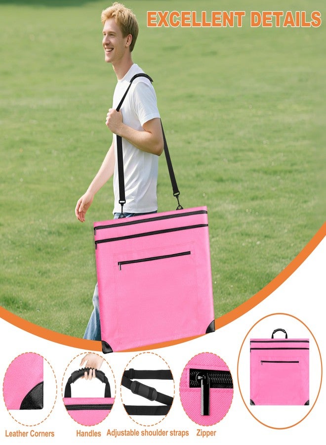 ZKOO Light Weight Art Portfolio Bag, Artist Canvas Case with Detachable Shoulder Strap, Leather Corners, Art Portfolio Case 18 X 24 for Artwork, Poster, Sketching, and Drawing (18" x 24" Pink) - Image 3