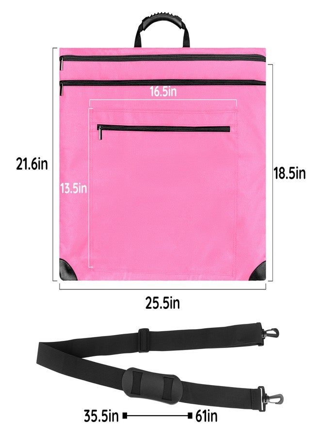 ZKOO Light Weight Art Portfolio Bag, Artist Canvas Case with Detachable Shoulder Strap, Leather Corners, Art Portfolio Case 18 X 24 for Artwork, Poster, Sketching, and Drawing (18" x 24" Pink) - Image 5