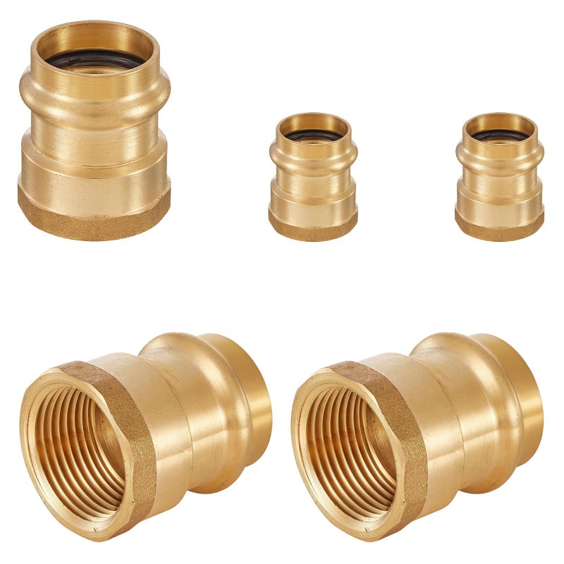 GUOFIS Copper Press Fittings Adapter34 Press Fit x 34 Female NPT ThreadedLF Brass Material5 PACKPEX18073565Pack - Image 2