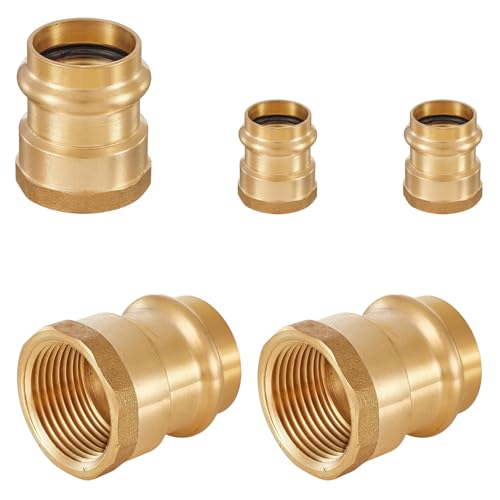 GUOFIS Copper Press Fittings Adapter34 Press Fit x 34 Female NPT ThreadedLF Brass Material5 PACKPEX18073565Pack - Image 1