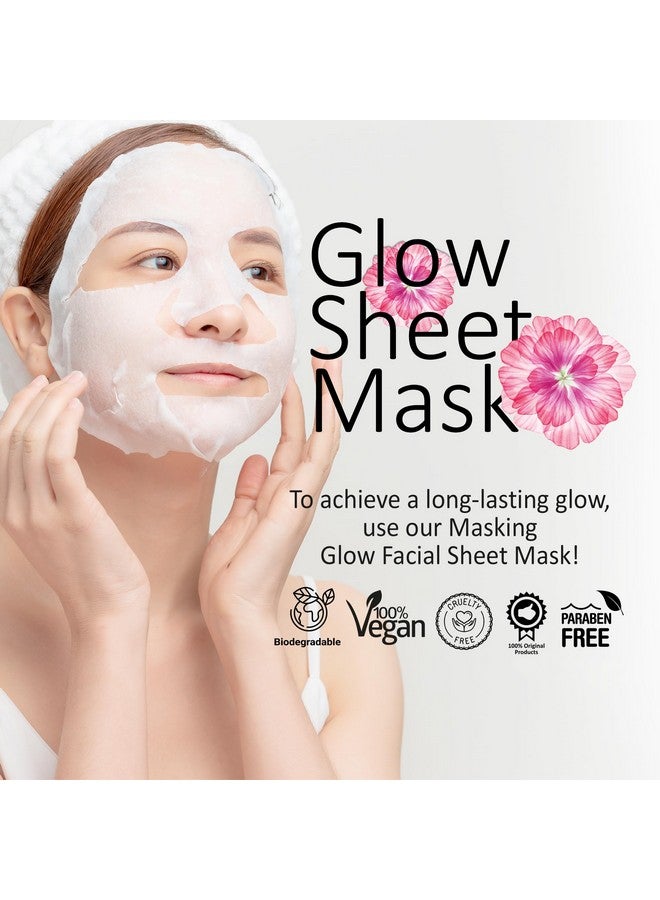 MASKING Sheet Mask For Glowing Skin Glow Facial Sheet Mask For Skin Brightening And Lightening Suitable All Skin Type Pack Of 12 (20G Each) - Image 5