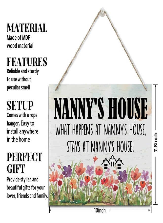 BQL Rustic Sign, Mother's Day Gift, Grandma's Gift, Mom's Gift, Hanging Printed Wood Wall Art Sign Decor, Nanny's House What Happens At Nanny's House, Stays At Nanny's House, Sign Gift for Grandma - Image 2