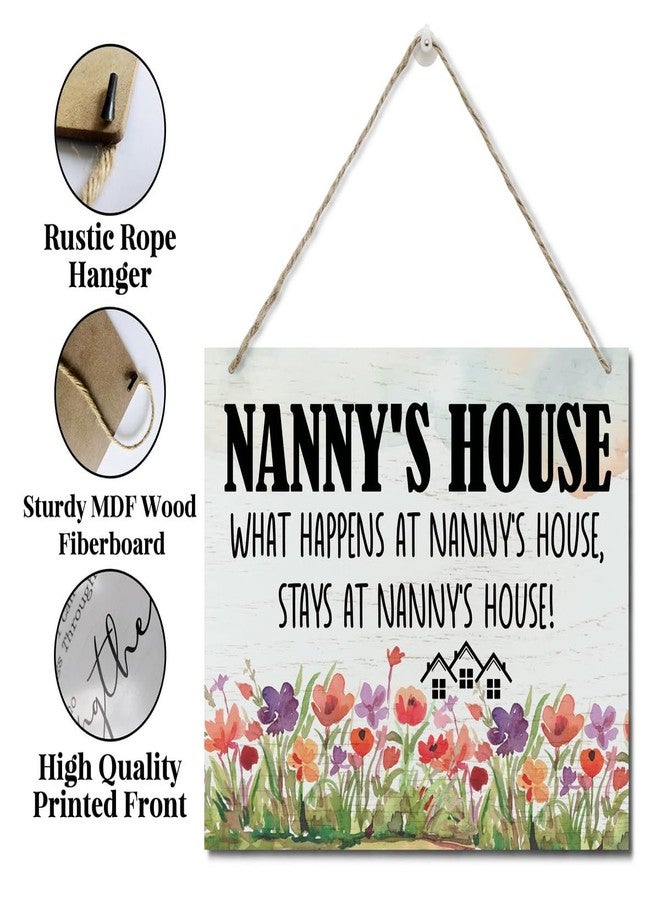 BQL Rustic Sign, Mother's Day Gift, Grandma's Gift, Mom's Gift, Hanging Printed Wood Wall Art Sign Decor, Nanny's House What Happens At Nanny's House, Stays At Nanny's House, Sign Gift for Grandma - Image 5