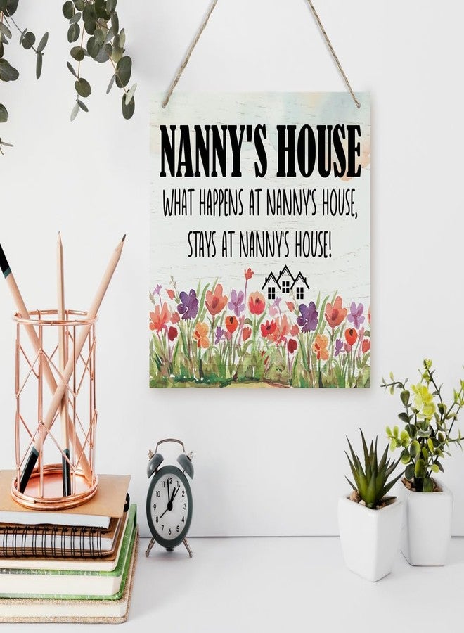 BQL Rustic Sign, Mother's Day Gift, Grandma's Gift, Mom's Gift, Hanging Printed Wood Wall Art Sign Decor, Nanny's House What Happens At Nanny's House, Stays At Nanny's House, Sign Gift for Grandma - Image 3