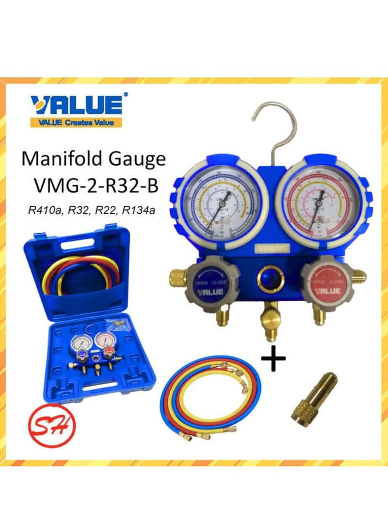 Value Double Gauge Manifold Gauge Value Set with Hoses for R-22 R-134 R404 Value - Image 5
