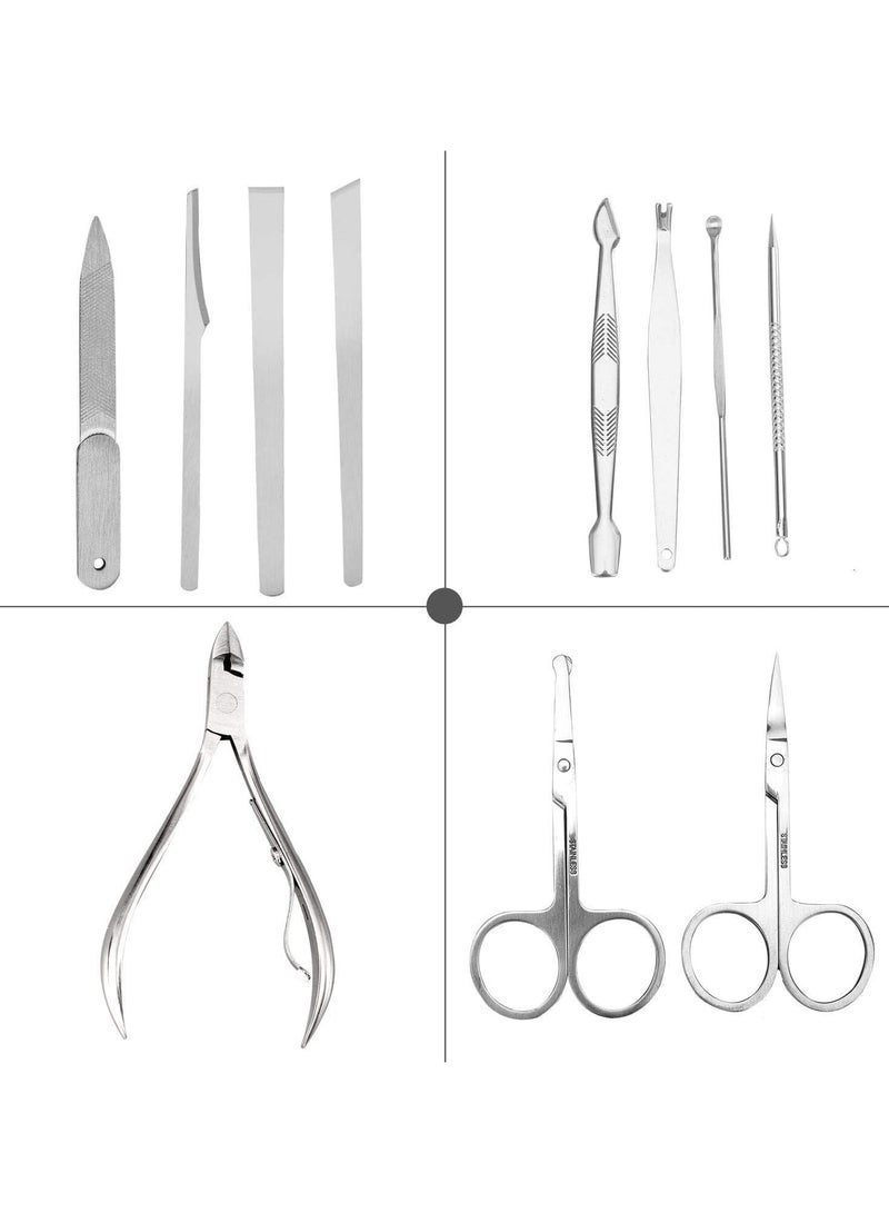 NQOOH Complete 15-piece stainless steel nail care set, clippers, scissors and all-in-one grooming supplies, durable and safe in a bag - Image 3