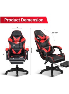 POWER Video Gaming Chair High Back Racing Ergonomic Computer With Neck and Lumbar Support Massage Swivel Desk Office Chair Retractable Footrest for Gamers  - Image 3