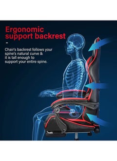 POWER Video Gaming Chair High Back Racing Ergonomic Computer With Neck and Lumbar Support Massage Swivel Desk Office Chair Retractable Footrest for Gamers  - Image 4
