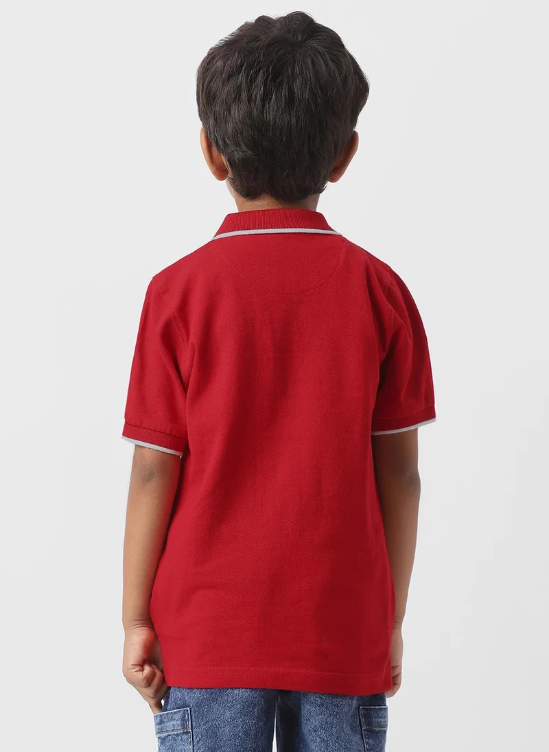 Nautinati Red Nautinati Boys Cotton Bear Badge Detail Polo T-shirt for Men | Best Price UAE