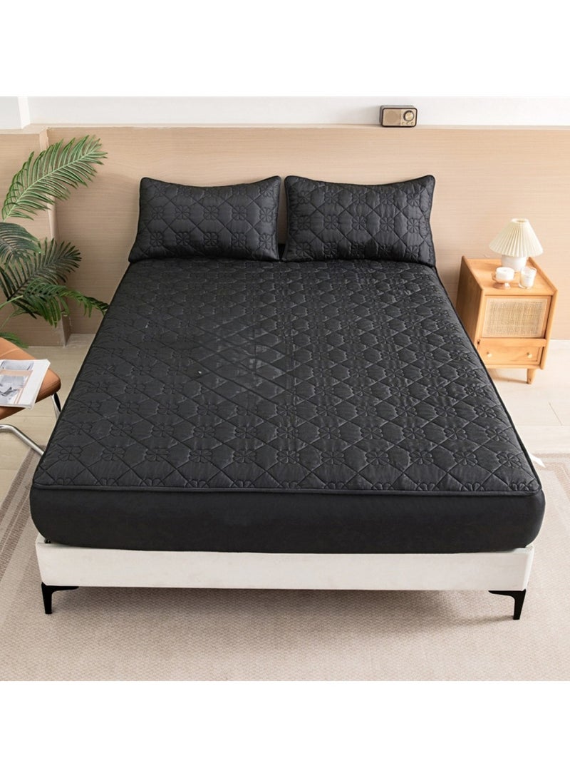 هويتك طقم غطاء سرير مقاوم للماء مقاس 150 × 200 سم باللون الأسود لحماية مرتبتك ووسائدك، يتضمن 2 غطاء وسادة - Image 2