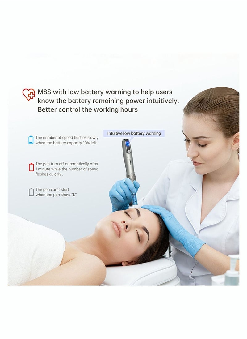 Dr.pen Ultima M8S Professional Microneedling Pen with 2 Replacement Tips Dark Gray Upgraded Version  - Image 2