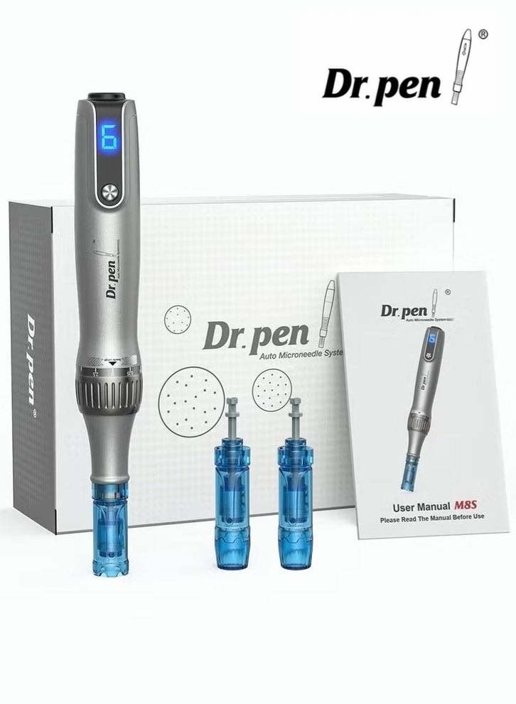 Dr.pen Ultima M8S Professional Microneedling Pen with 2 Replacement Tips Dark Gray Upgraded Version - Image 1