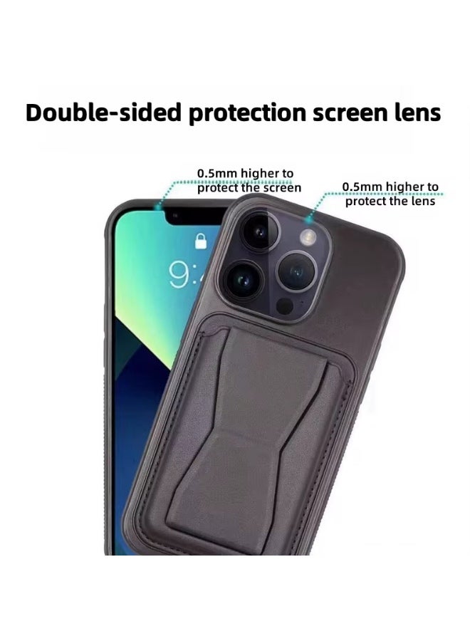 Premium Leather Case with Cardholder for iPhone 15 – Shockproof, Slim Fit, Magnetic Closure, Anti-Scratch Cover - Image 4