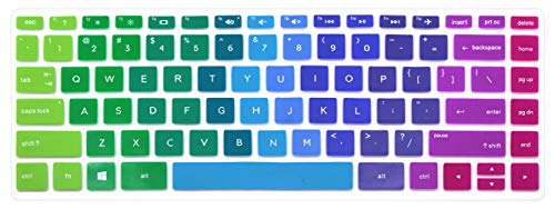UHamn Silicone Keyboard Cover Skin Compatible for HP Pavilion X360 14M-BA Series 14M-BA011DX 14M-BA013DX 14M-BA015DX 14M-BA114DX, HP 14M-BW Series 14-BW006NR 14-BW010NR 14-BW065NR, HP 14-BF050WM (Rainbow) - Image 1