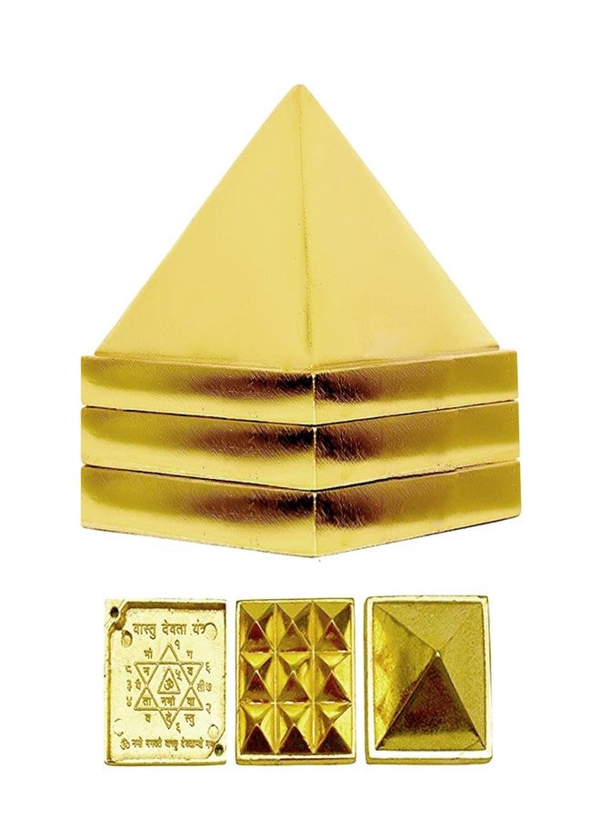 DealFry® Vastu Pyramid That Spreads Positive Vibes, 3 Layer Metal Pyramid for Home & Office Feng Shui Products, Made in India Best for Gifting (Metal, Small) - Image 1