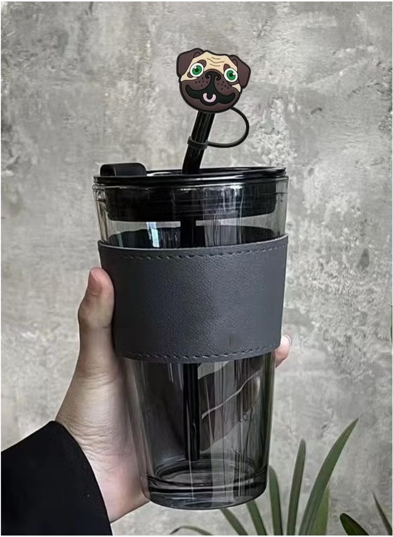 Straw Covers Cap Toppers, 8 Pcs Straw Cover for Stanley Cup, Silicone Straw Covers Cap Reusable Drinking Straw Topper Compatible, for Stanley Cups Accessories (0.4in, Dog) - Image 4