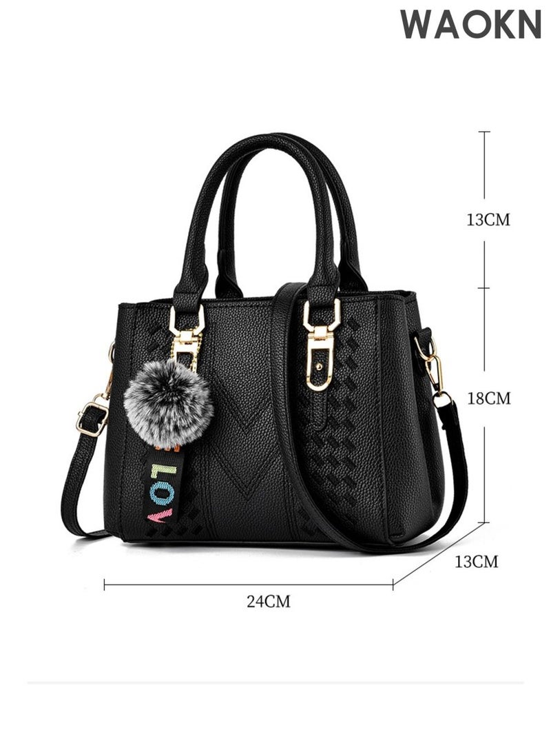 دبليو أيه أو كي أن حقيبة كتف متعددة الاستخدامات بلون سادة للرجال والنساء، حقيبة كتف نسائية من جلد البولي يوريثان، حقيبة كروس بودي، حقيبة جانبية، حقيبة يد كبيرة الحجم، حقيبة كلاتش للفتيات وطالبات الجامعة، مناسبة للجنسين، لون أسود. - Image 2