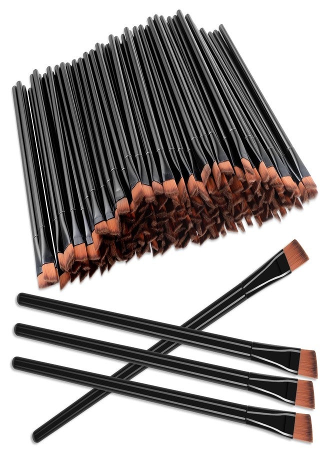 Oqqlin 300 Pcs Brow Tint Brush, Black Portable Angled Eyebrow Brushes Soft Disposable Eyebrow Brush for Concealer, Eyebrows, Eye Shadow - Image 1