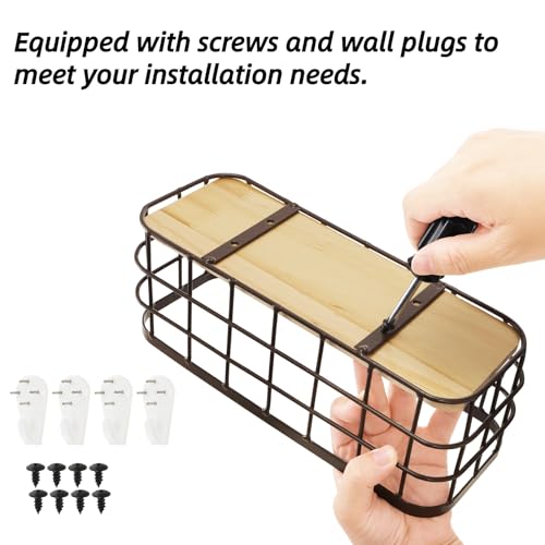 Dicunoy Set of 2 Small Wire Baskets, Narrow Rustic Storage Bin for Bathroom Counter, Farmhouse RectangleOrganizer Tray for Kitchen Countertop, Pantry, RV, School Classrooms, Office Decorative - Image 3