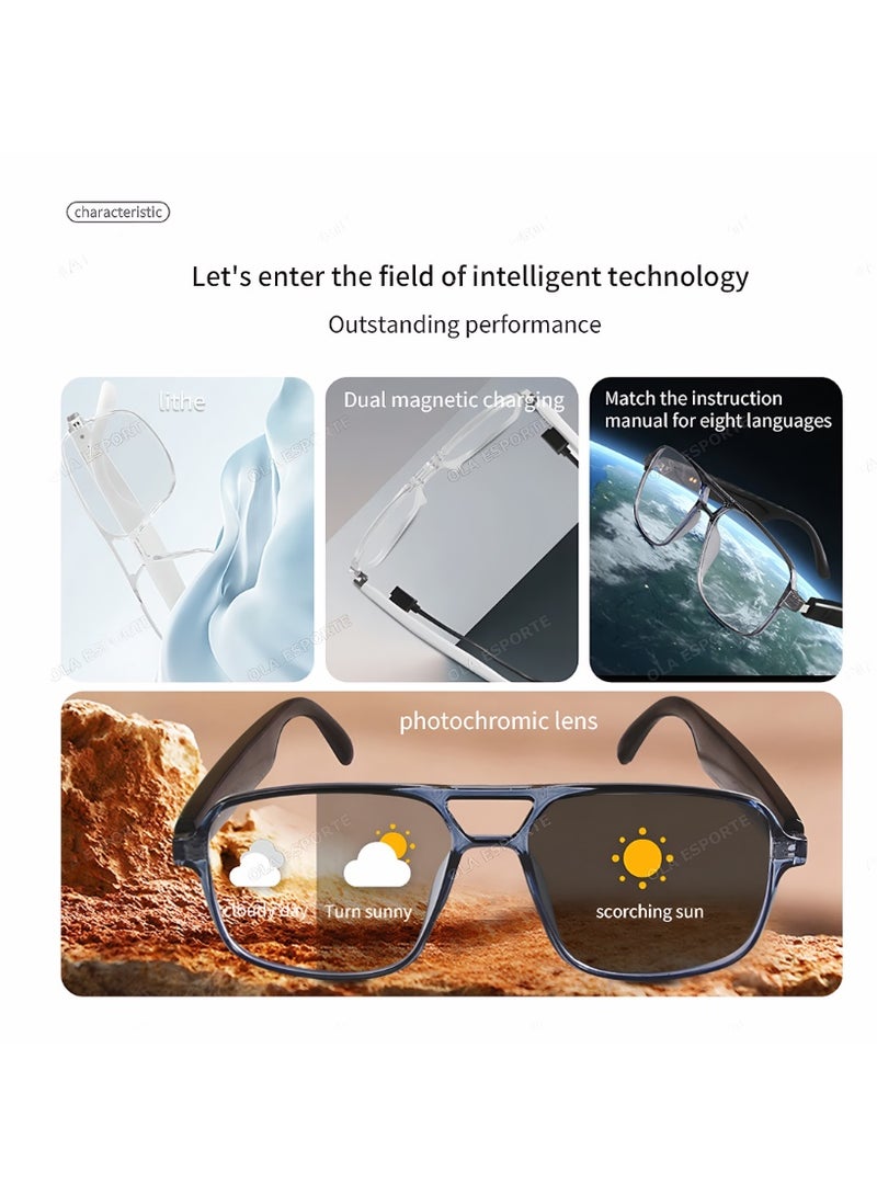 نظارات سمعية ذكية نظارات بلوتوث لاسلكية لمكافحة الضوء الأزرق مساعد صوتي استماع إلى الموسيقى نظارات ملاحة - Image 3