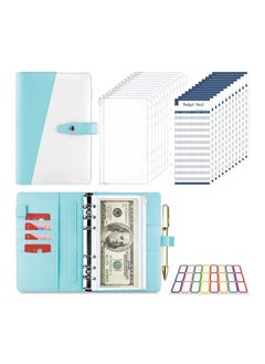 Y&D Budget Binder Cash Envelopes Money Organizer A6 Stitching PU Leather with Zipper Sheets, 12pcs for Saving  - Image 1