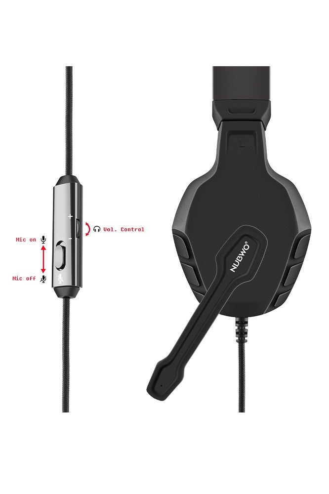 NUBWO U3 Gaming Headset with Microphone, Safe Volume Limited, Kids Headphones for Switch, Super Lightweight, Rich Sound, 3.5mm Jack for NS, PS4, PS5, Xbox, Tablet, iPad Computer, Black - Image 2