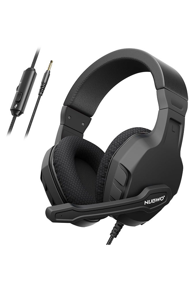 NUBWO U3 Gaming Headset with Microphone, Safe Volume Limited, Kids Headphones for Switch, Super Lightweight, Rich Sound, 3.5mm Jack for NS, PS4, PS5, Xbox, Tablet, iPad Computer, Black - Image 1