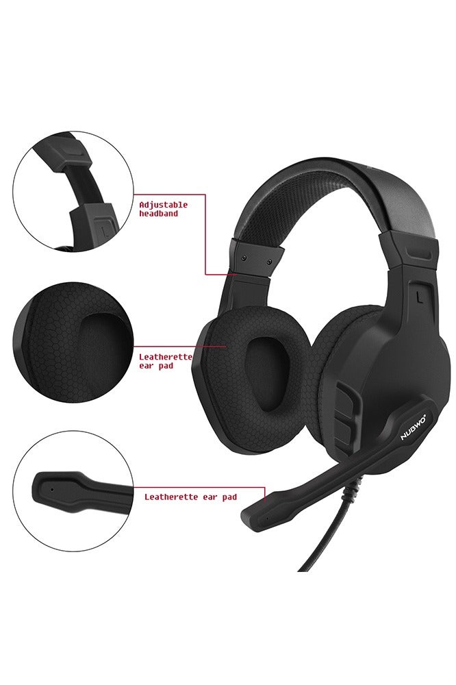 NUBWO U3 Gaming Headset with Microphone, Safe Volume Limited, Kids Headphones for Switch, Super Lightweight, Rich Sound, 3.5mm Jack for NS, PS4, PS5, Xbox, Tablet, iPad Computer, Black - Image 3
