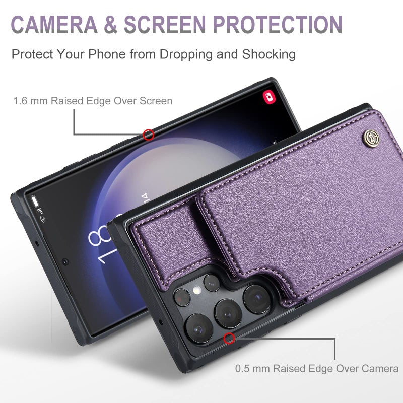 Vinich for Samsung Galaxy S23 Ultra Wallet Case with Card Holder, RFID Blocking Credit Slots Kickstand Shockproof Phone Cover Fit for Galaxy S23 Ultra 6.8" Purple - Image 4