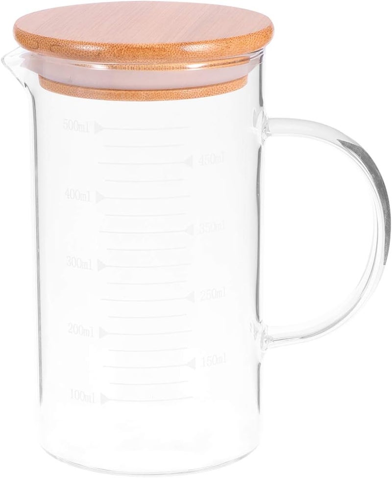 comfrt 500ml glass measuring cup Large Glass Pitcher with Lid Scale Heat Resistant Hot Cold Water Carafe Water Jug for Juice Beverage Jar Ice Tea large capacity teapot Kettle portable measuring cup - Image 2