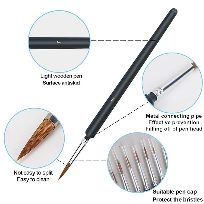 SGABANI Fine Detail Paint Brush Miniature Small Thin Painting Brushes Kit Micro Artist Acrylic Paints Brush Set 11 Pieces - Image 4