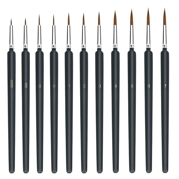 SGABANI Fine Detail Paint Brush Miniature Small Thin Painting Brushes Kit Micro Artist Acrylic Paints Brush Set 11 Pieces - Image 1