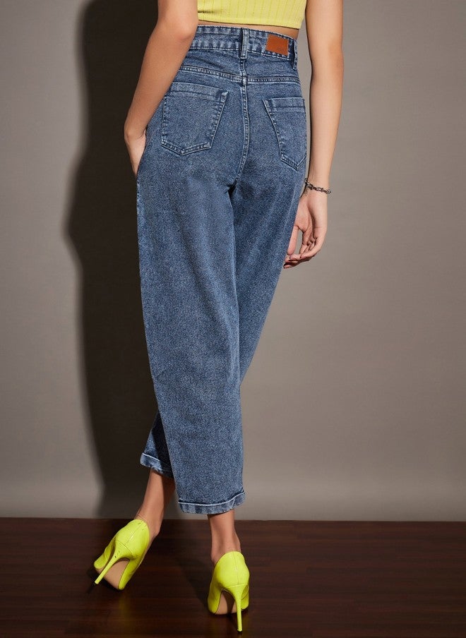 ساسافراس جينز نسائي قصير بغسيل حمضي بخصر مرتفع - Image 3