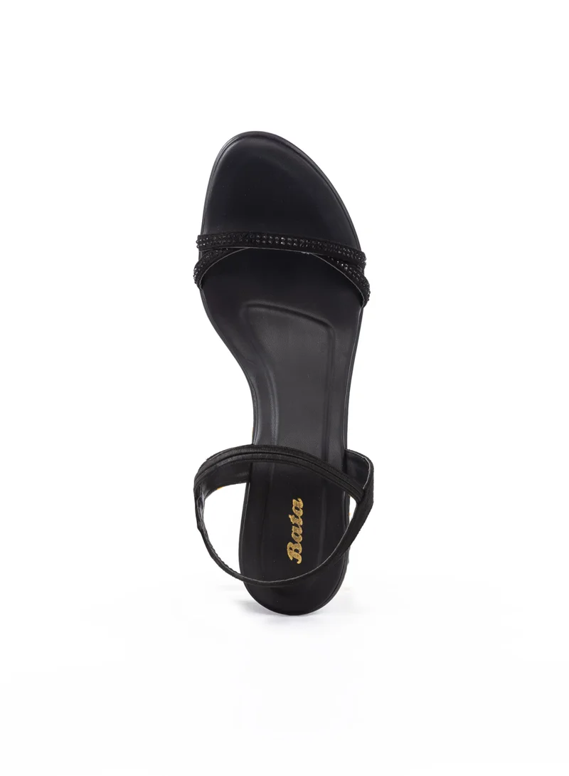 Bata Embellished Ankle Strap Kitten Heel Sandals