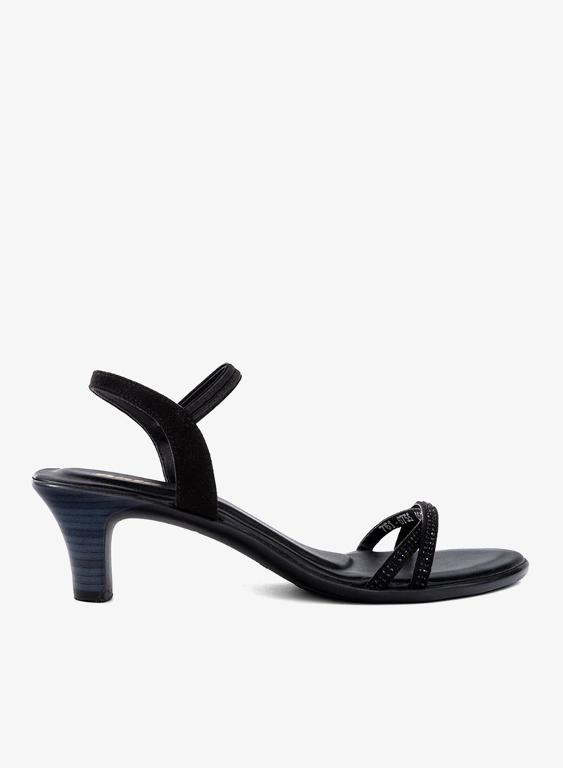 Bata Embellished Ankle Strap Kitten Heel Sandals - Image 1