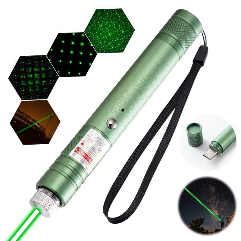 Ozoy USB Rechargeable Green Laser Pointer Light with Star Cap, Long Range Powerful Beam, Portable Metal Body Laser Pen for Presentation, Stargazing, Outdoor & Camping Use Laser Light Long Range 5000m Beam - Image 5