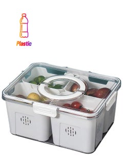 Excefore Fridge Fruit Storage Containers, Fridge Organizer with Lids, Stackable Refrigerator Organizer Bins, Removable Containers for Food and Storage, For Fruit, Vegetables, Food (4 Compartments-White)  - Image 1