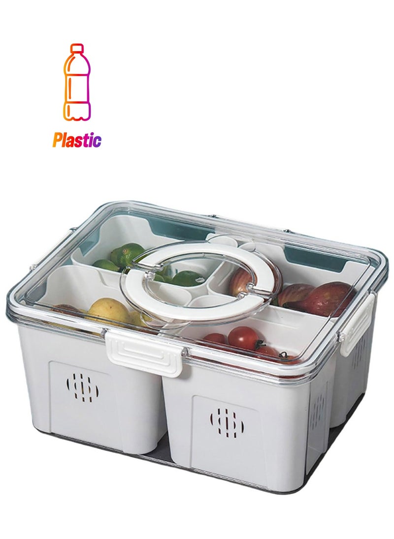 Excefore - Fridge Fruit Storage Containers, Fridge Organizer with Lids, Stackable Refrigerator Organizer Bins, Removable Containers for Food and Storage, For Fruit, Vegetables, Food (4 Compartments-White) - Image 1
