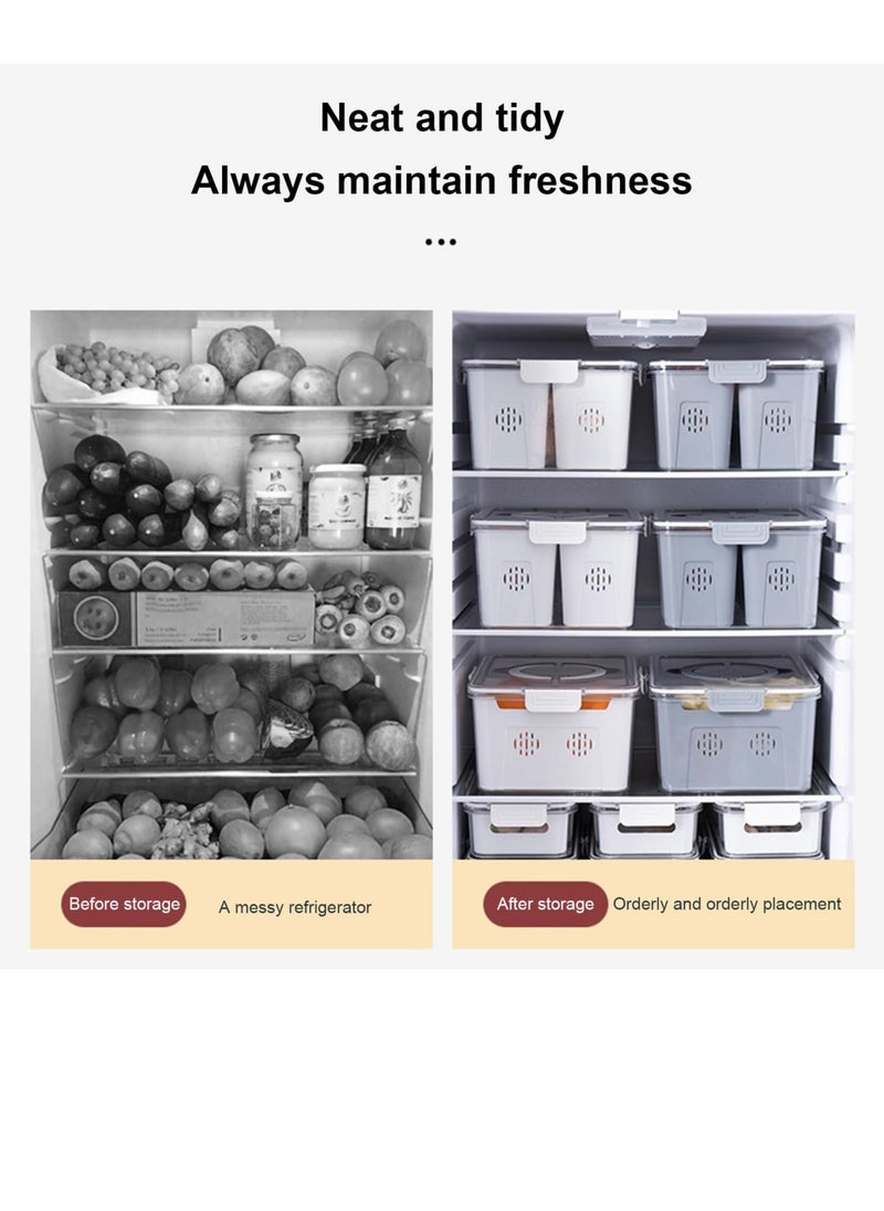 Excefore - Fridge Fruit Storage Containers, Fridge Organizer with Lids, Stackable Refrigerator Organizer Bins, Removable Containers for Food and Storage, For Fruit, Vegetables, Food (4 Compartments-White) - Image 1