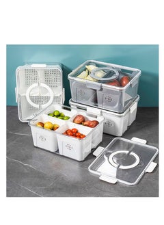 Excefore Fridge Fruit Storage Containers, Fridge Organizer with Lids, Stackable Refrigerator Organizer Bins, Removable Containers for Food and Storage, For Fruit, Vegetables, Food (4 Compartments-White)  - Image 2