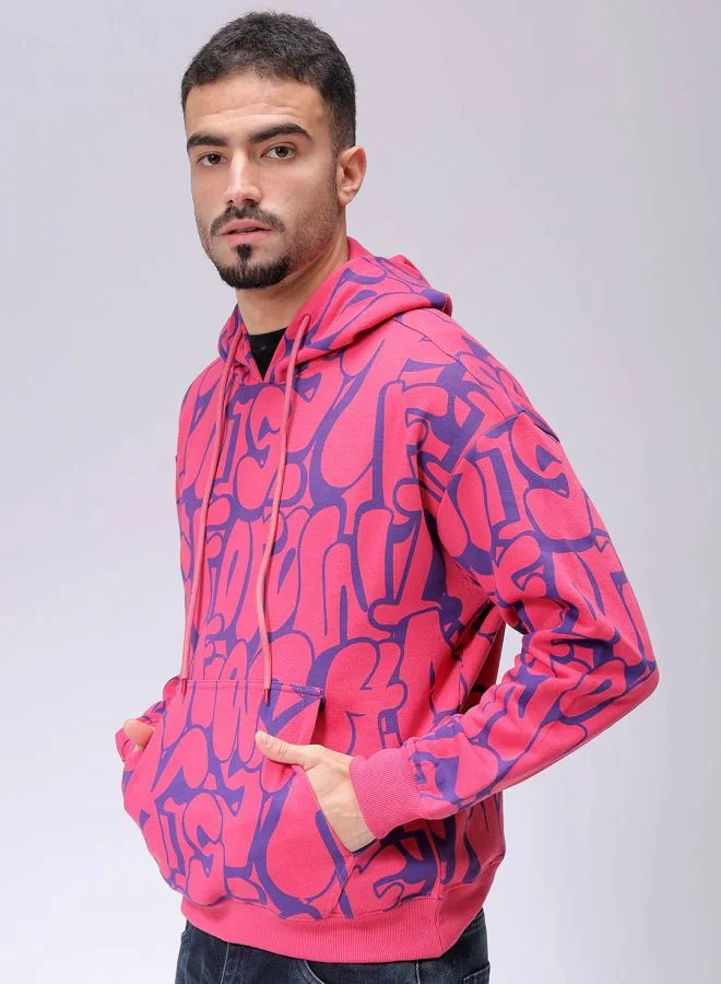 The Indian Garage Co Men Relaxed Fit Printed Overhead Hooded Sweatshirt