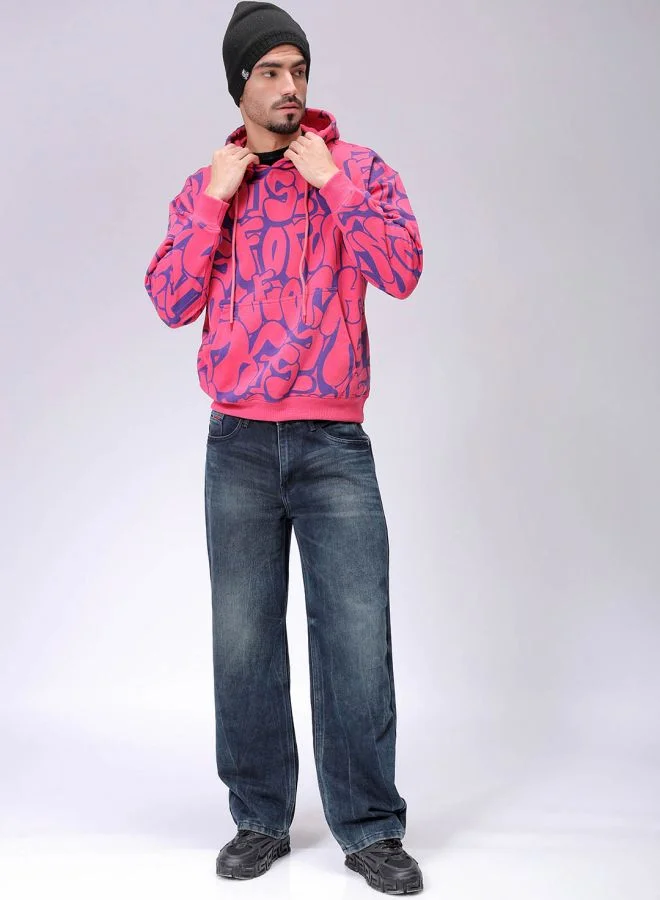 The Indian Garage Co Men Relaxed Fit Printed Overhead Hooded Sweatshirt