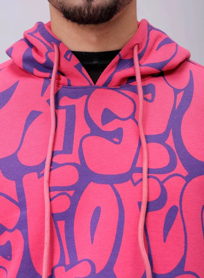 The Indian Garage Co Men Relaxed Fit Printed Overhead Hooded Sweatshirt
