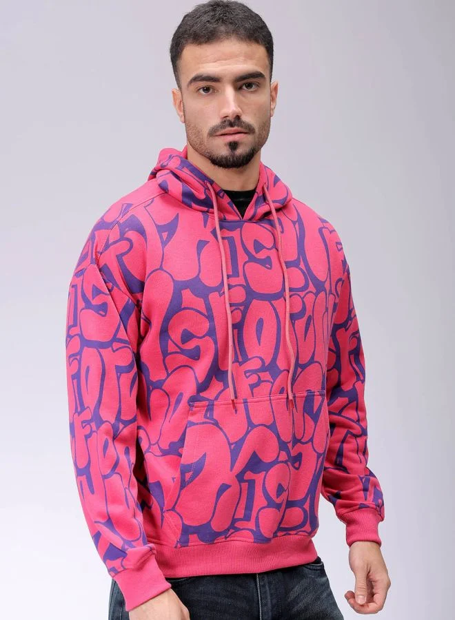 The Indian Garage Co Men Relaxed Fit Printed Overhead Hooded Sweatshirt