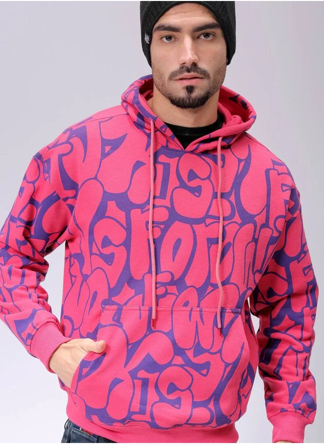 شركة المرآب الهندية Men Relaxed Fit Printed Overhead Hooded Sweatshirt