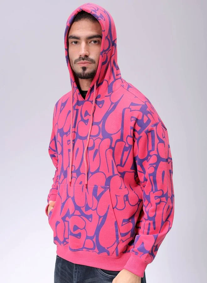 The Indian Garage Co Men Relaxed Fit Printed Overhead Hooded Sweatshirt