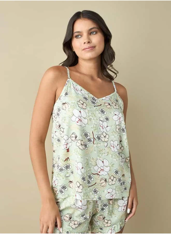 فاف All-Over Floral Print Sleeveless Top and Shorts Set
