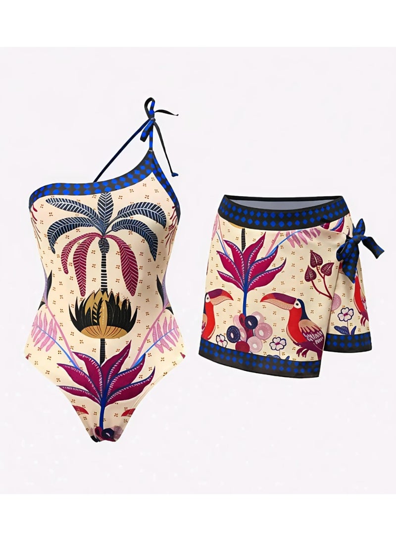 Shein Boho Dodo Bird & Palm Tree Placement Print Premium Set, Mature Elegant One-Piece Swimsuit FROM SHEIN - Image 4