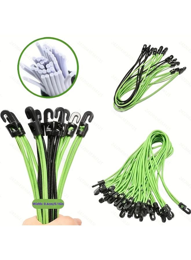 15pcs Green Elastic Bungee Cords with Hooks Heavy Duty Adjustable Straps for Travel Camping - Image 2