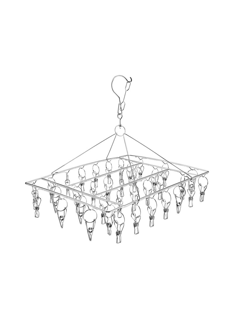 Stainless Steel Sock Drying Rack, Windproof Sock Hanger Dryer with 36pcs Pegs and Swivel Hook, for Socks, Underwear and Small Items. - Image 1